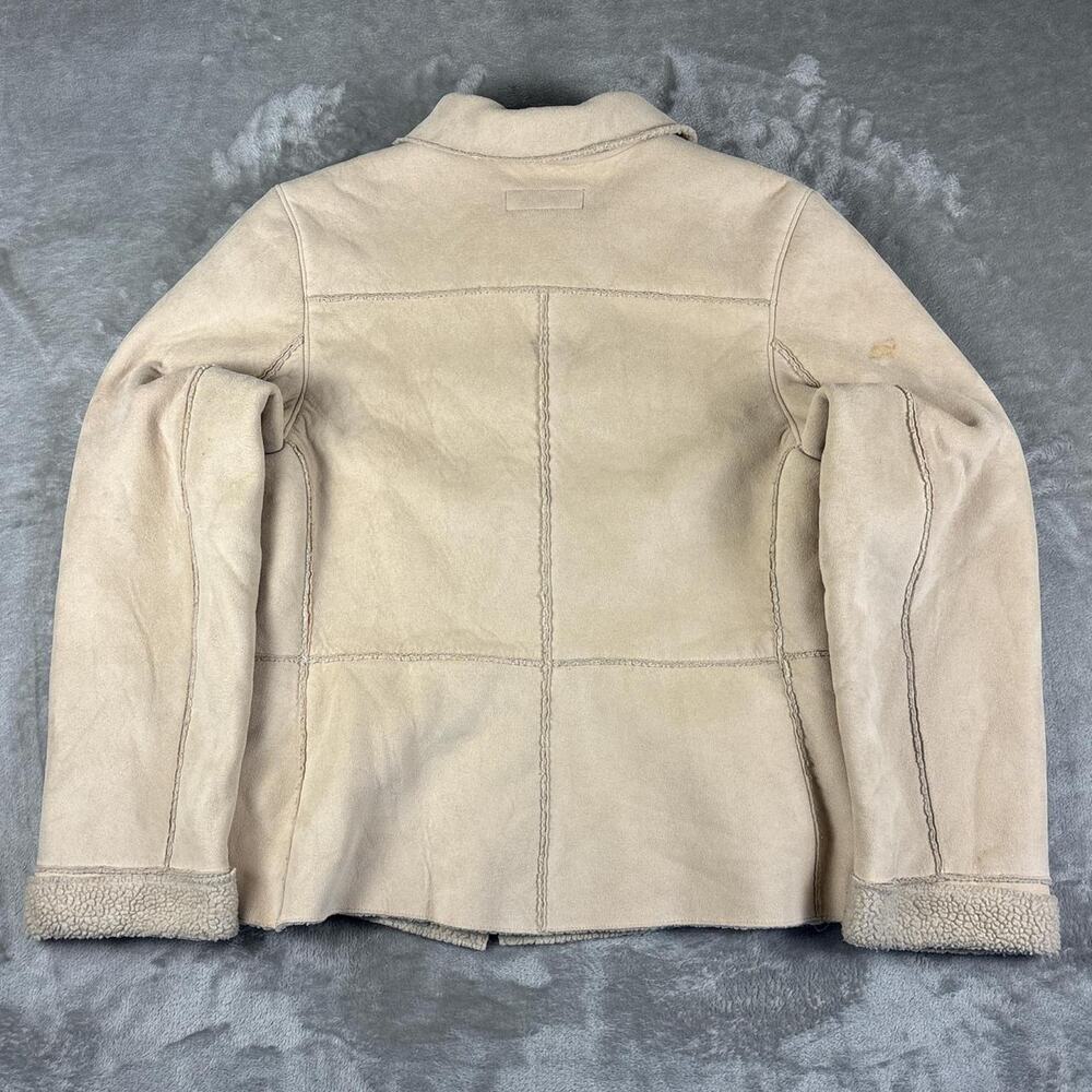 Vintage 90’s Mudd Jeans Sherpa Lined Faux Leather Suede Jacket Women’s Size L - Picture 2 of 8